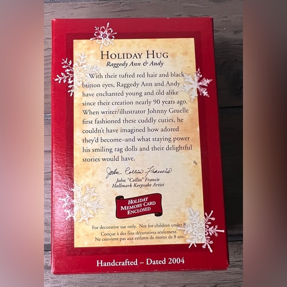 Hallmark Keepsake NEW 2004 “Holiday Hug” Raggedy Ann & Andy Christmas Ornament - Picture 10 of 10